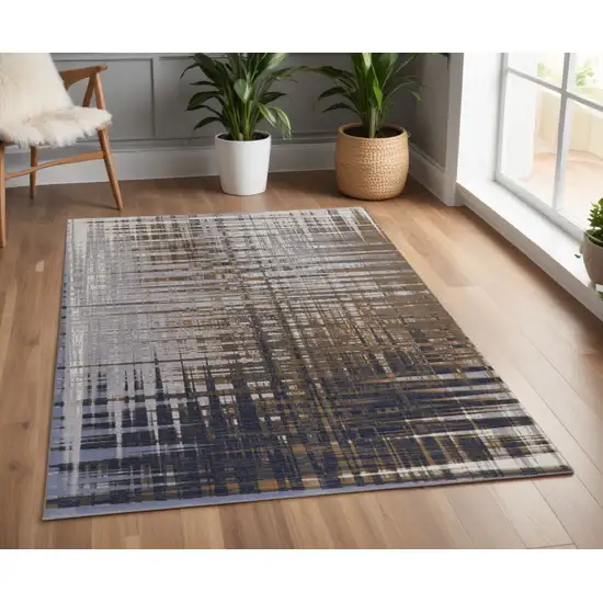 Blue and Gray Abstract Power Loom Area Rug Photo 1