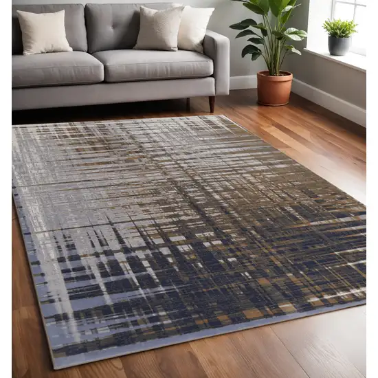 Blue and Gray Abstract Power Loom Area Rug Photo 1