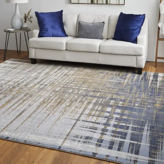 Blue Orange And Gray Abstract Power Loom Area Rug Photo 8