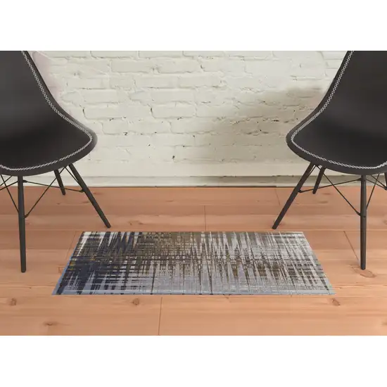 Blue Orange And Gray Abstract Power Loom Area Rug Photo 2