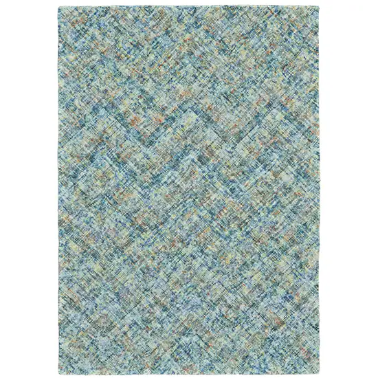 Blue Orange And Ivory Plaid Tufted Handmade Area Rug Photo 1