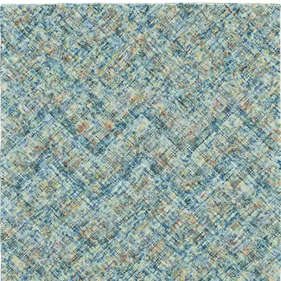 Blue Orange And Ivory Plaid Tufted Handmade Area Rug Photo 4