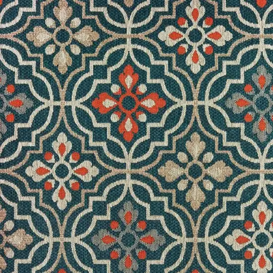 Blue and Orange Moroccan Indoor Outdoor Area Rug Photo 2