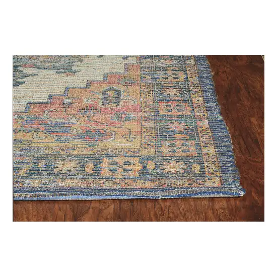 7'X12' Blue Orange Hand Woven Traditional Medallion Indoor Area Rug Photo 6