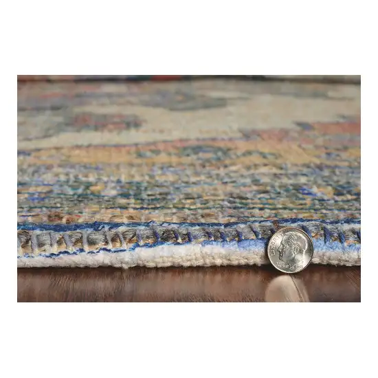 7'X12' Blue Orange Hand Woven Traditional Medallion Indoor Area Rug Photo 5