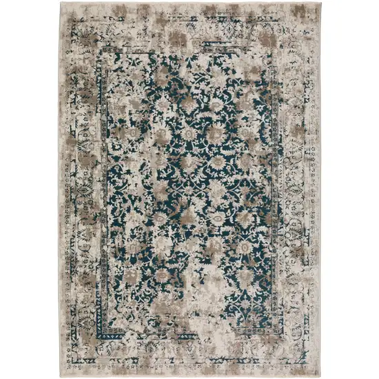 Blue Oriental Area Rug With Fringe Photo 1