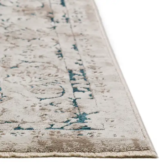 Blue Oriental Area Rug With Fringe Photo 5