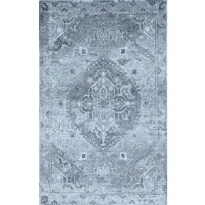 Photo of Blue Oriental Distressed Area Rug