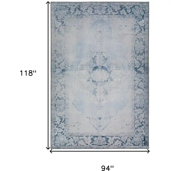 Blue Oriental Distressed Non Skid Area Rug Photo 9