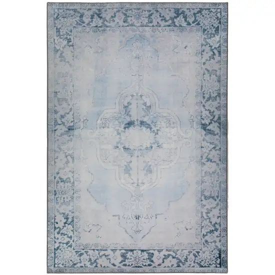 Blue Oriental Distressed Non Skid Area Rug Photo 1