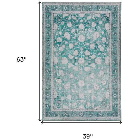 Blue Oriental Distressed Non Skid Area Rug Photo 9