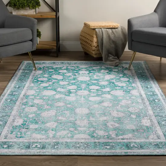 Blue Oriental Distressed Non Skid Area Rug Photo 6