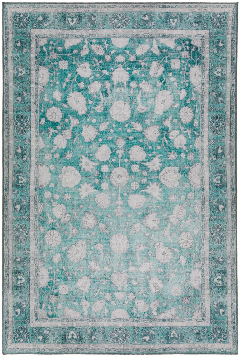 Blue Oriental Distressed Non Skid Area Rug Photo 1