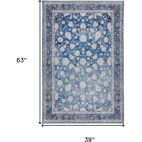 Blue Oriental Distressed Non Skid Area Rug Photo 9