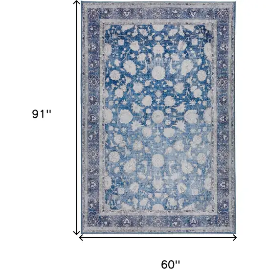 Blue Oriental Distressed Non Skid Area Rug Photo 9