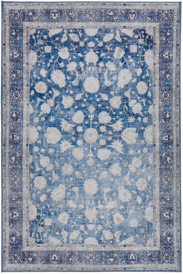 Blue Oriental Distressed Non Skid Area Rug Photo 1