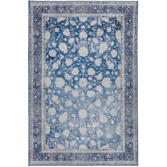 Blue Oriental Distressed Non Skid Area Rug Photo 1