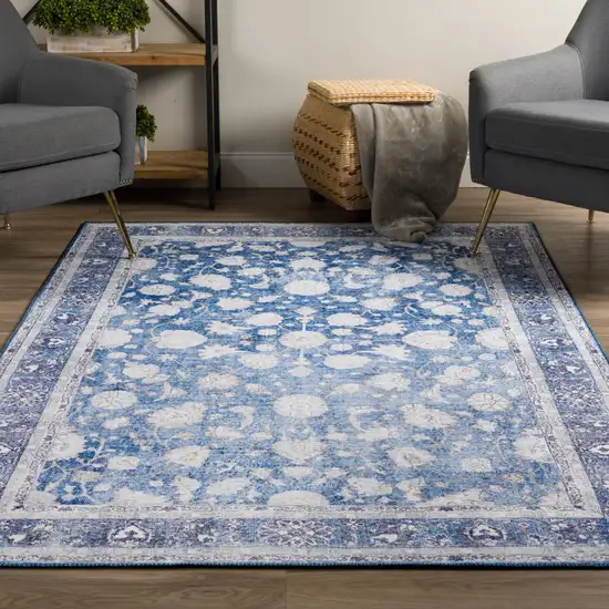 Blue Oriental Distressed Non Skid Area Rug Photo 6