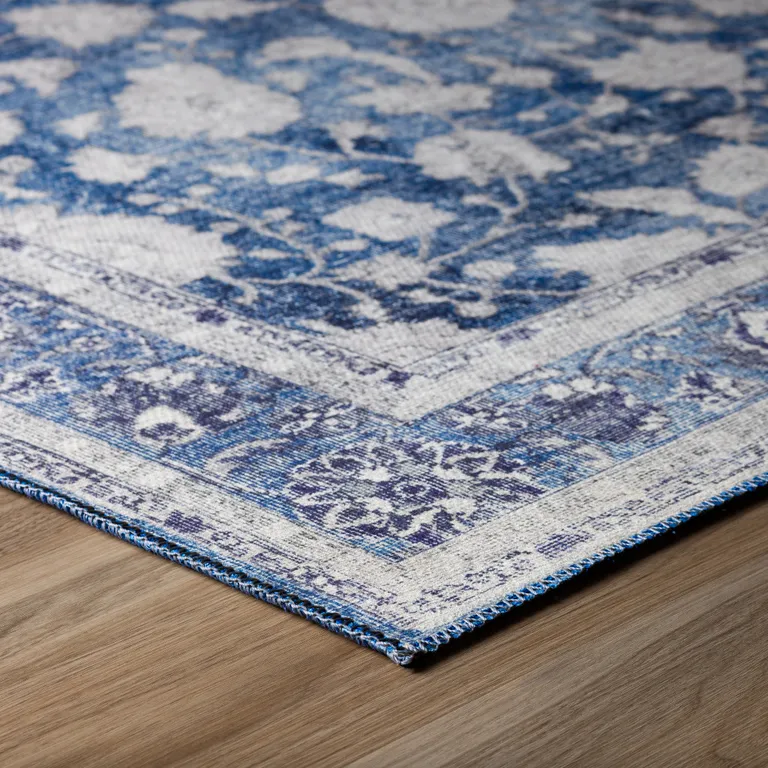 Blue Oriental Distressed Non Skid Area Rug Photo 4