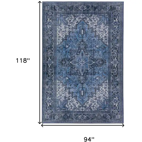 Blue Oriental Distressed Non Skid Area Rug Photo 9