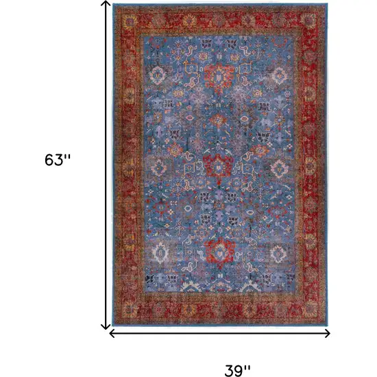 Blue Oriental Distressed Non Skid Area Rug Photo 9