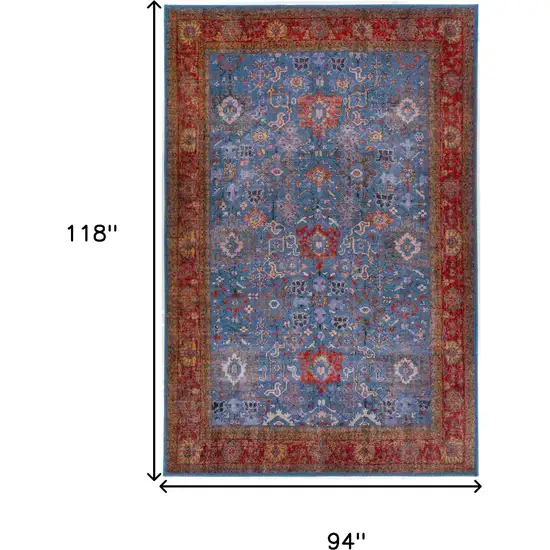 Blue Oriental Distressed Non Skid Area Rug Photo 9