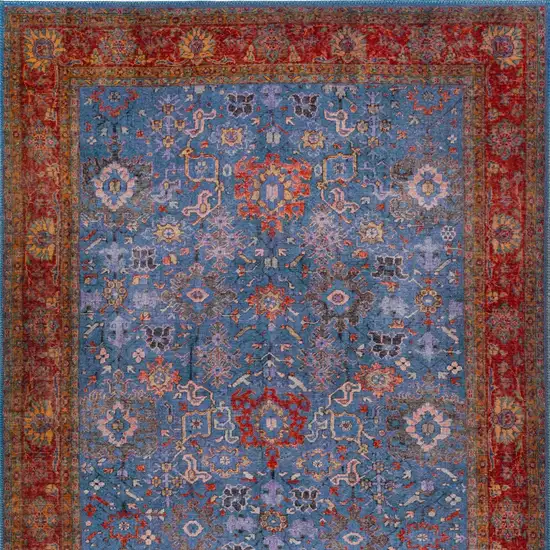 Blue Oriental Distressed Non Skid Area Rug Photo 5