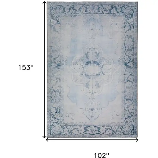 Blue Oriental Distressed Non Skid Area Rug Photo 9