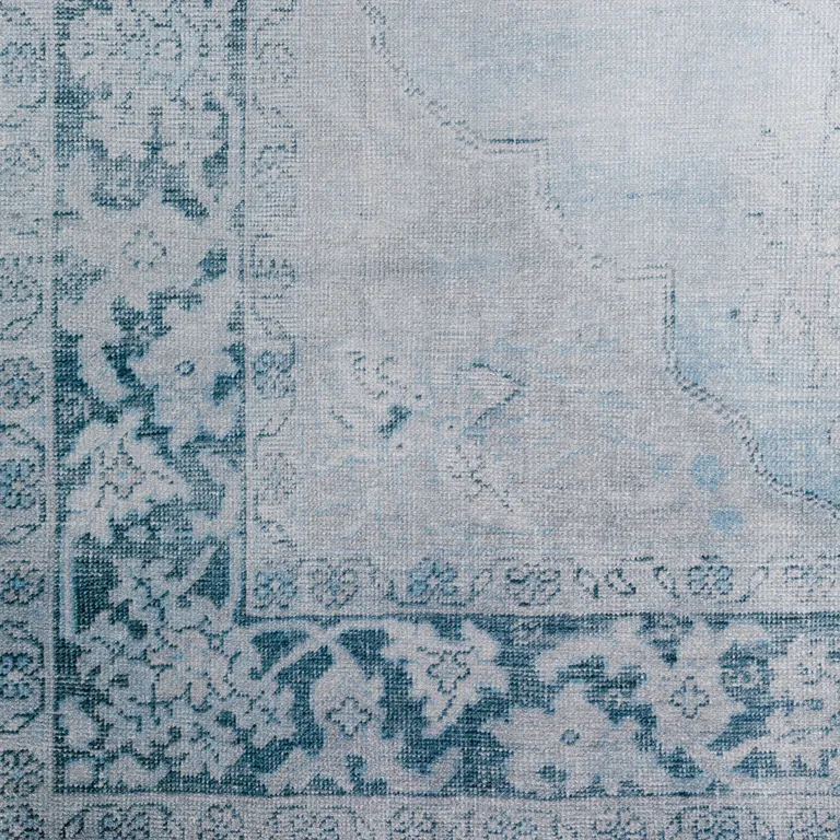 Blue Oriental Distressed Non Skid Area Rug Photo 3