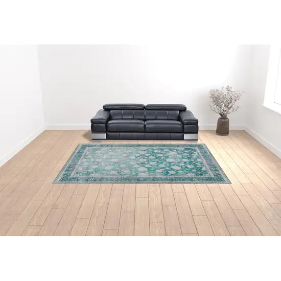 Blue Oriental Distressed Non Skid Area Rug Photo 2