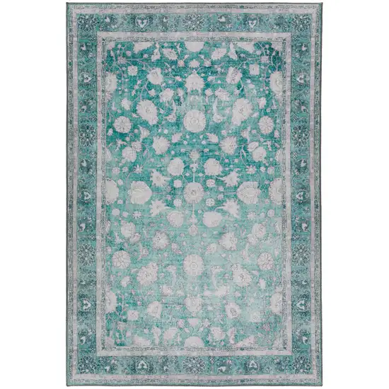 Blue Oriental Distressed Non Skid Area Rug Photo 1