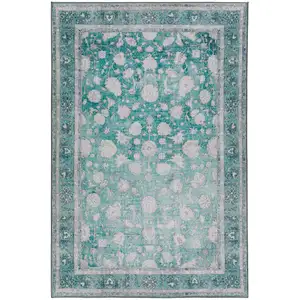 Photo of Blue Oriental Distressed Non Skid Area Rug