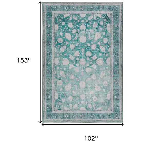 Blue Oriental Distressed Non Skid Area Rug Photo 9