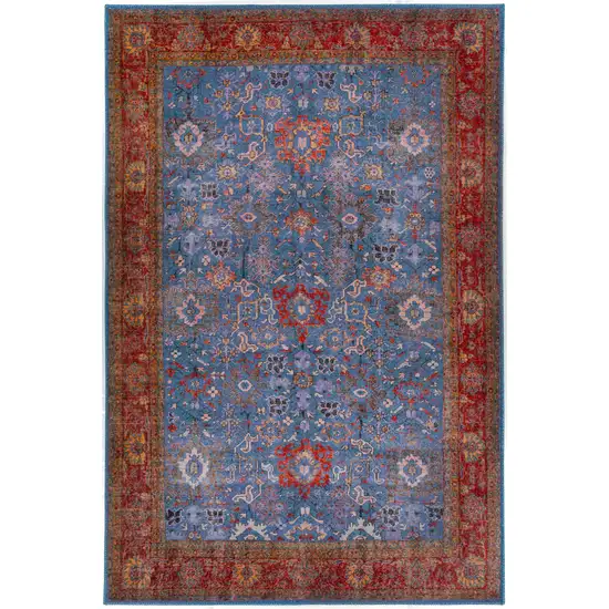 Blue Oriental Distressed Non Skid Area Rug Photo 1