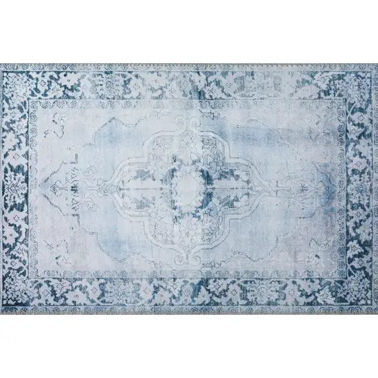 Blue Oriental Distressed Non Skid Area Rug Photo 1