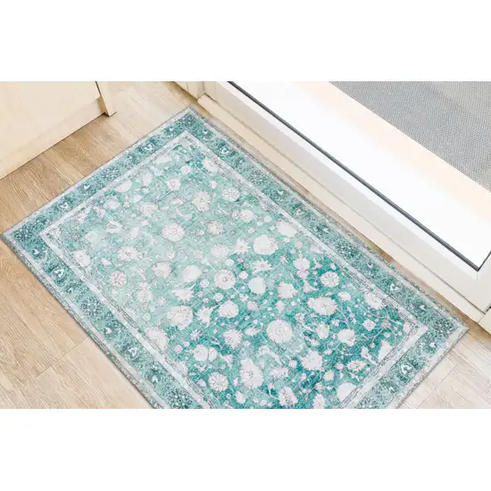 Blue Oriental Distressed Non Skid Area Rug Photo 4