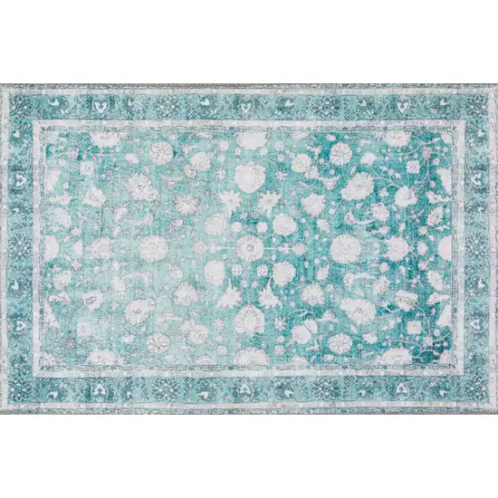 Blue Oriental Distressed Non Skid Area Rug Photo 1