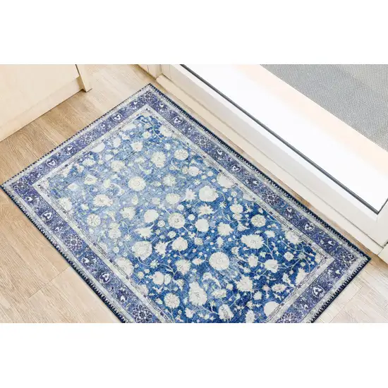 Blue Oriental Distressed Non Skid Area Rug Photo 4