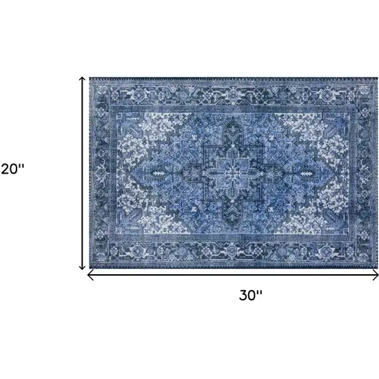 Blue Oriental Distressed Non Skid Area Rug Photo 7