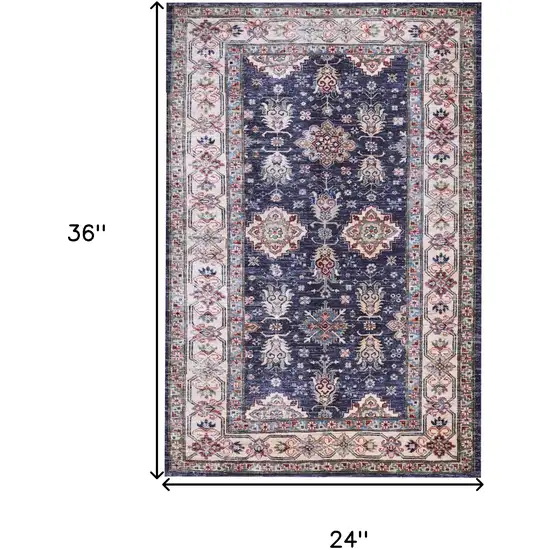 Blue Oriental Distressed Non Skid Area Rug Photo 3