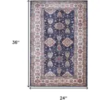 Photo of Blue Oriental Distressed Non Skid Area Rug