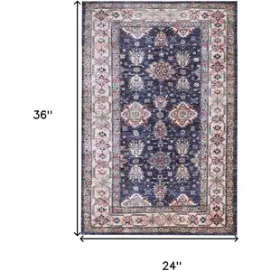 Photo of Blue Oriental Distressed Non Skid Area Rug