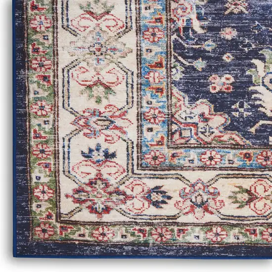 Blue Oriental Distressed Non Skid Area Rug Photo 5