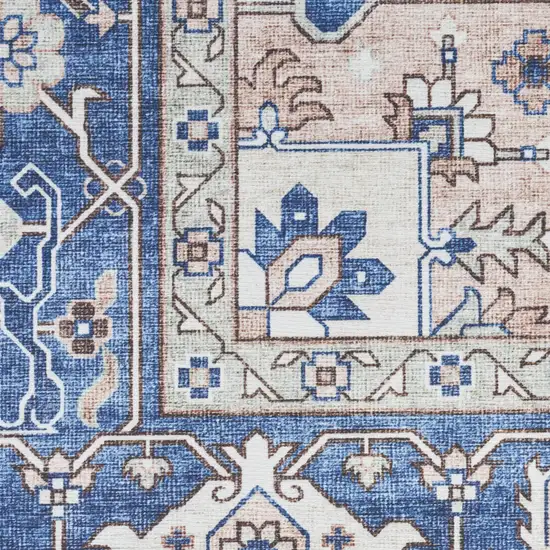 Blue Oriental Distressed Non Skid Area Rug Photo 6