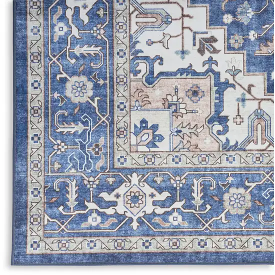 Blue Oriental Distressed Non Skid Area Rug Photo 7