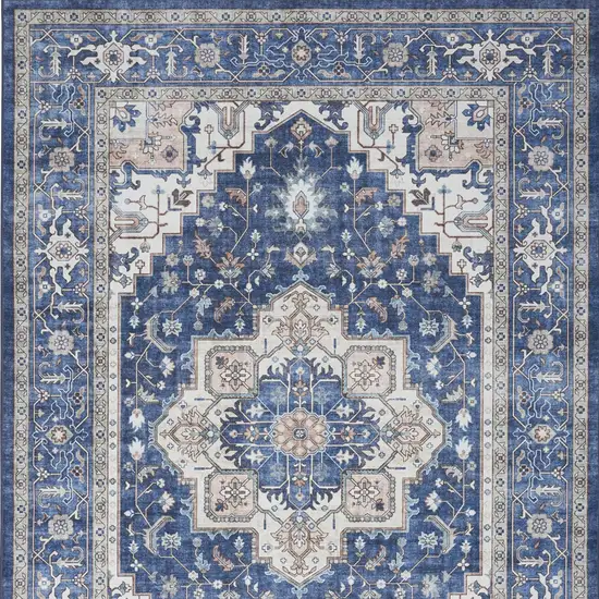 Blue Oriental Distressed Non Skid Area Rug Photo 8