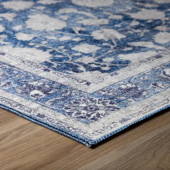 Blue Oriental Distressed Non Skid Runner Rug Photo 4