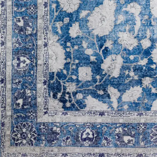 Blue Oriental Distressed Non Skid Runner Rug Photo 3