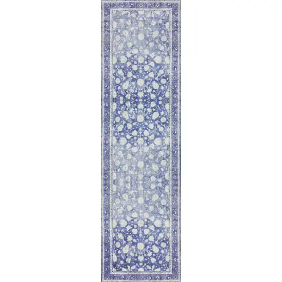 Blue Oriental Distressed Non Skid Runner Rug Photo 1