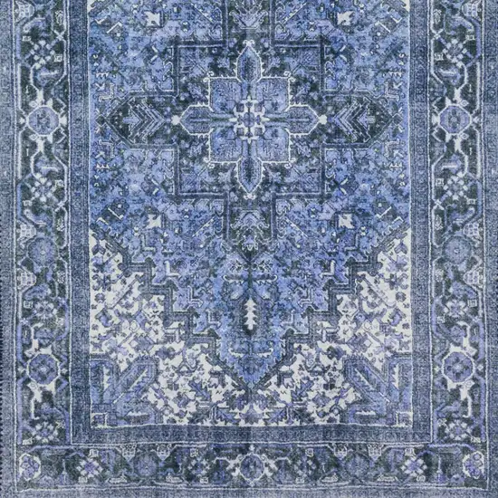 Blue Oriental Distressed Non Skid Runner Rug Photo 5